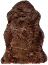 Luxury Brown Genuine Sheepskin Rug - 2' x 3' Fluffy Lambskin Mat for Home