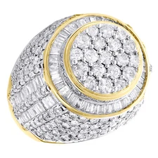 10K Yellow Gold Baguette Cut Diamond Cluster Band 22mm Statement Pinky Ring 5 CT