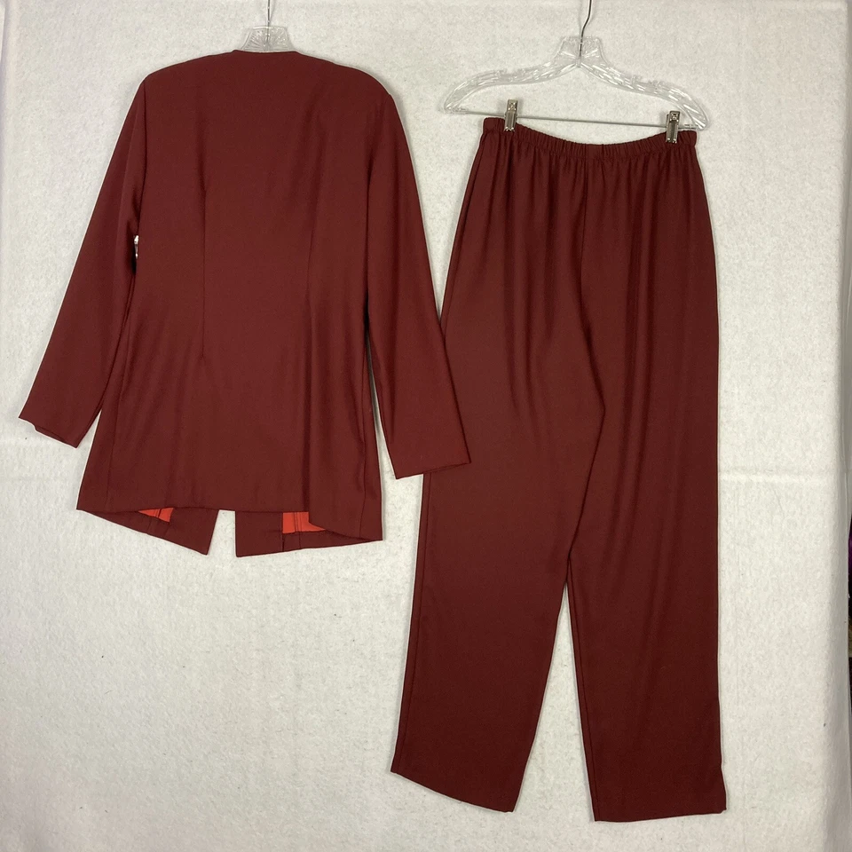 复古 2 件套夹克裤子套装 8 码锈红色美国 Lew Magram # 9015 NOS 全新带标签 — 第 3/4 张图片