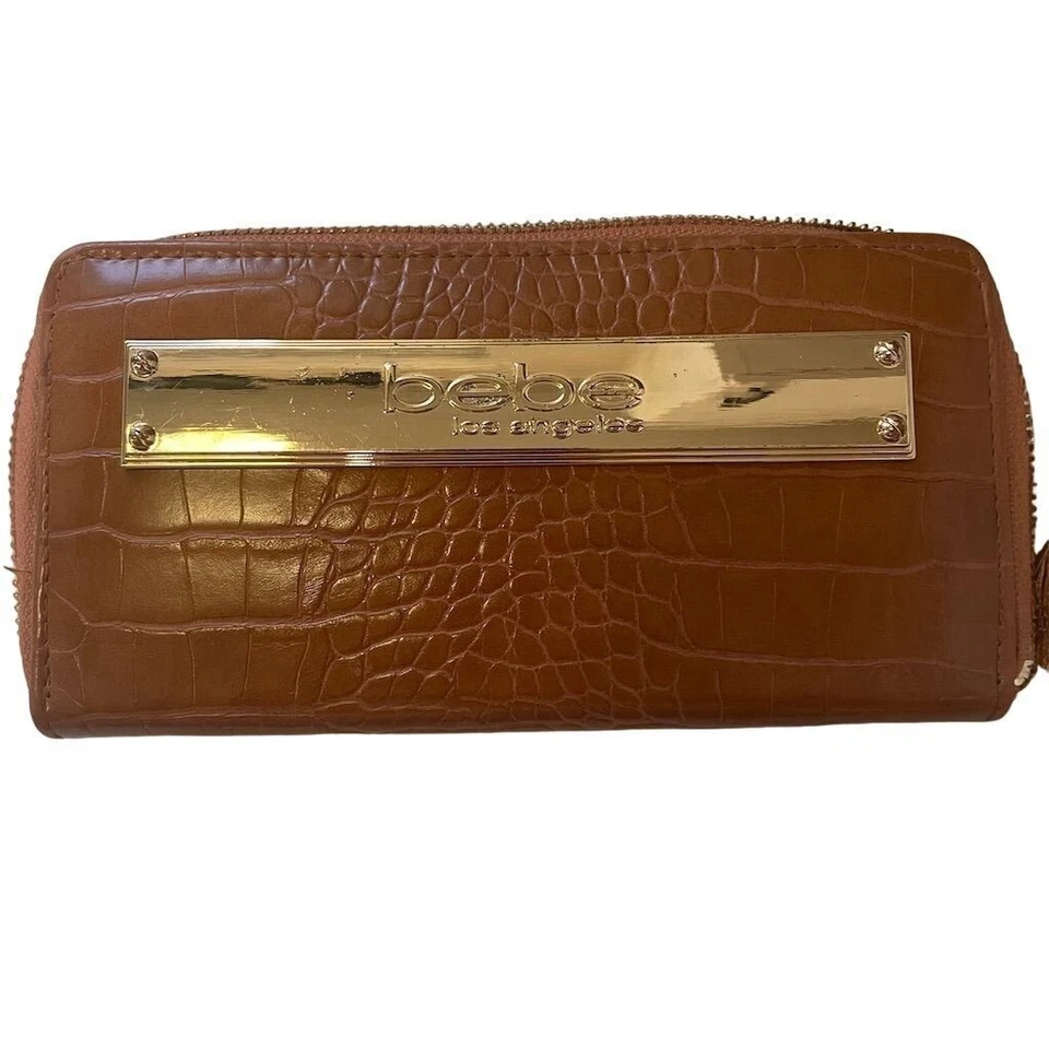 Cartera Bebe Abigail Croco Cremallera Alrededor Cuero Sintético Camel Estampado Animal Logo Foto 4 de 4