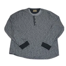 Lucky Brand Shirt Men's Large Gray Twisted Slub Long Sleeve Henley
