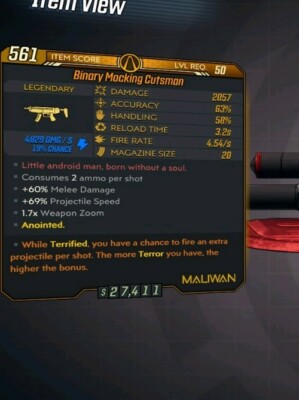 Borderlands 3 PS4 - Cutsman Shock Anointed TERROR Extra Projectile GLITCH