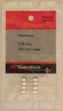 Fast-Acting 0.25-Amp 250-Volt GMA Glass Fuses 5 x 20mm 0.25A 250V 4/PK