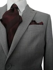 MANTONI 100 Wool 2-Button Solid Light Gray Men's Suit