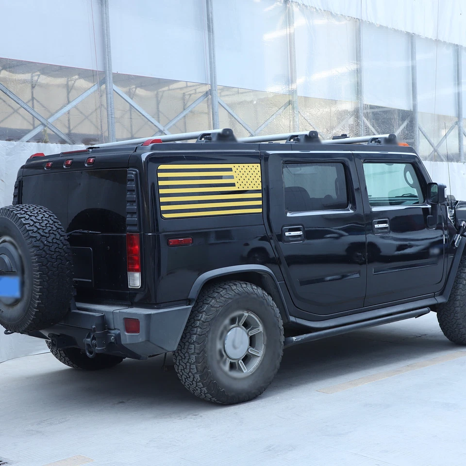 Vinilos calcomanías gráficas de vidrio con bandera amarilla de Estados Unidos para Hummer H2 2003-09 Foto 3 de 4