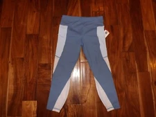 NWT Womens Active Life Blue White Exercise Active Mesh Panels Pants Size M 