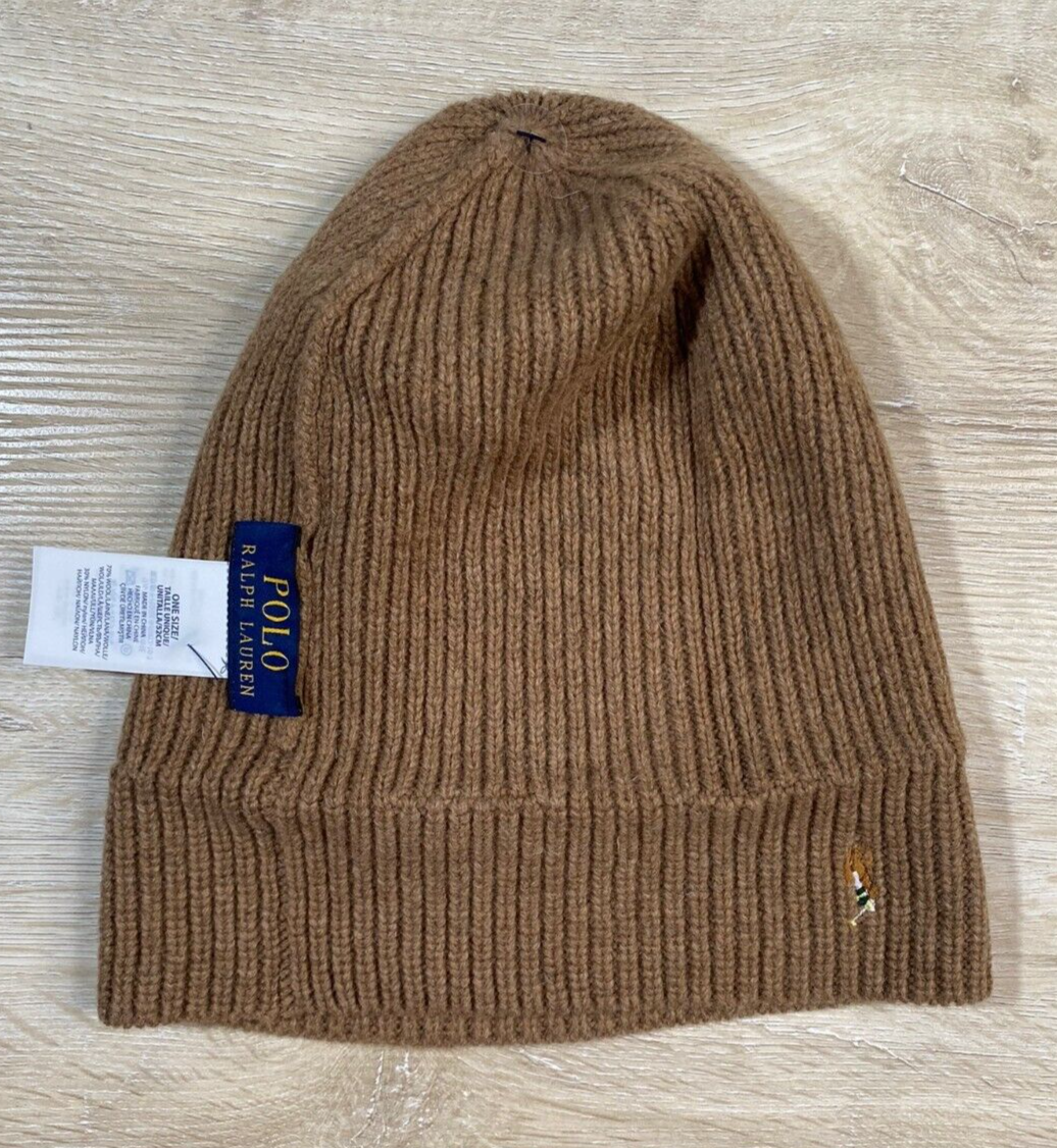 ☆POLO RALPH LAUREN☆ Signature Pony Wool Blend Beanie Brown POLO RALPH LAUREN Men's Signature Pony Wool-Blend Beanie