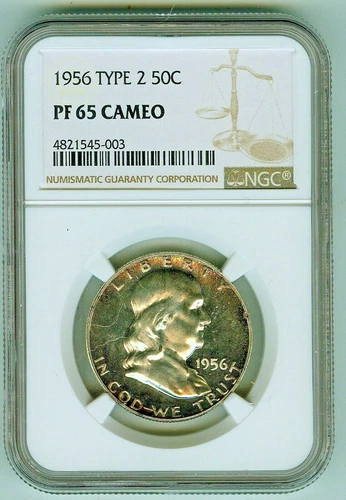 Beautiful and Original 1956 Type 2 NGC Proof 65 Cameo Half Dollar