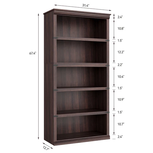 Industrial 3-5 Shelf Wood Bookcase Bookshelf Storage Display Rack Book Shelving - Picture 18 of 25