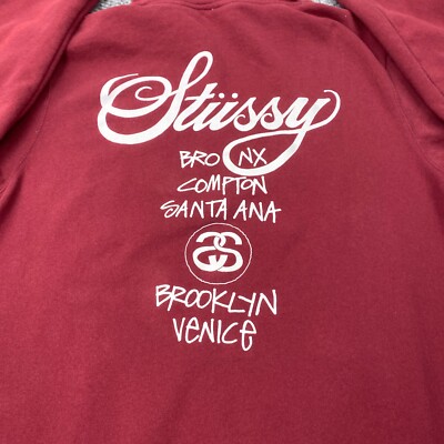 Stussy World Tour Logo Hoodie Mens XXL Dark Red Sweatshirt | eBay