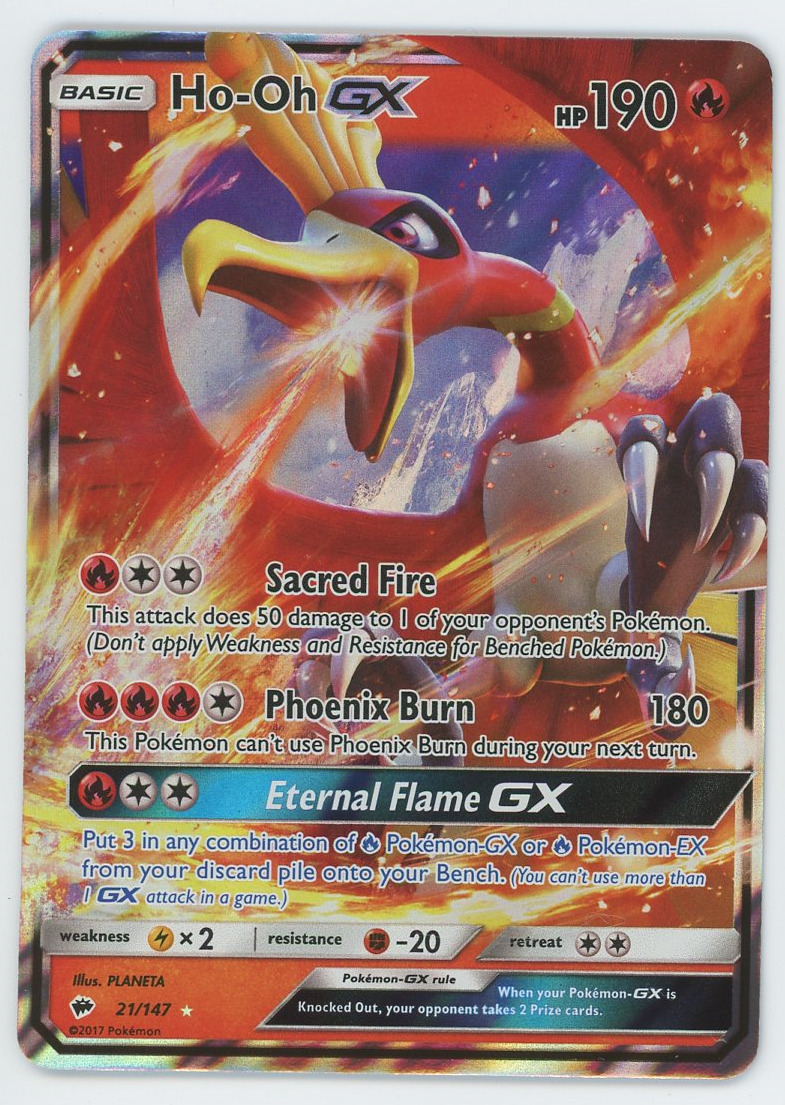 Ho-Oh GX 21/147 Near Mint Ultra Rare Burning Shadows Full Art Pokemon Card  2017