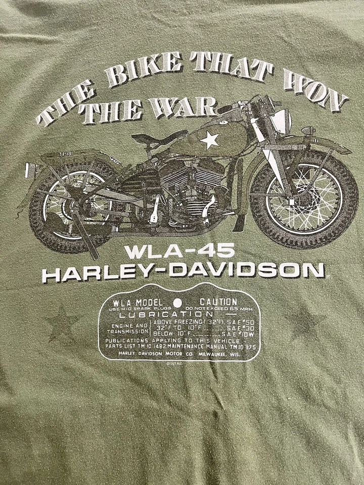 Винтажная мужская футболка Harley-Davidson XL Pearl Harbor 1998 Y2K армейская зеленая - Изображение 3 из 4