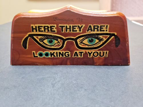 Vintage Wood Eyeglass Holder - Here They Are Looking At You