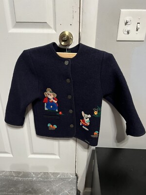 Giesswein Unisex Boy/Girl Pure Wool Farmer Theme Button Up Jacket Sz 8