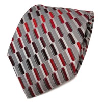 Tigertie Seidenkrawatte Rot Bordeaux Weinrot Grau Silber Gemustert - Krawatte