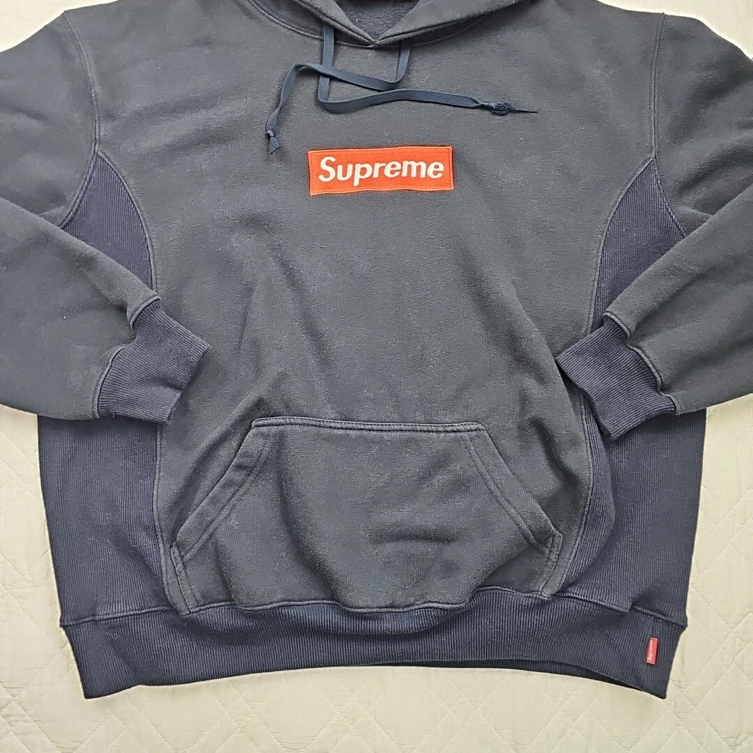 Felpa con cappuccio Supreme Box logo blu navy con logo rosso taglia XL pullover rosso Newyork Canada