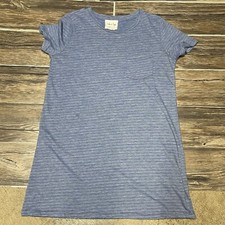 Sadie & Sage Blue Striped Lounge Tee Made In USA Women T Shirt Size Large EUC
