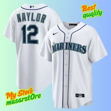 Men's Seattle Mariners #12 Josh Naylor White Cool Base Stitched Jersey