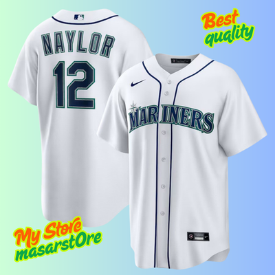 Men's Seattle Mariners #12 Josh Naylor White Cool Base Stitched