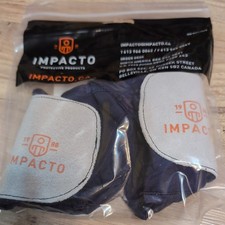 Box of 12 x Pairs of Impacto Blue, Grey, Fingerless Work Gloves, size 8 medium