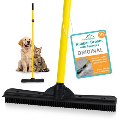 FURemover Pet Hair Removal Rubber Broom, 61'' Telescopic Handle