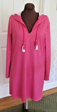 Nwot Women's Cabana Life Coral Tide Hooded  Cover Up Beach Dress XL
