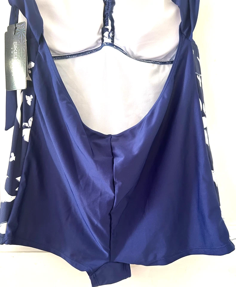 Traje de baño de una pieza para mujer talla XL/XXL azul estampado control abdomen traje de baño  Foto 4 de 4