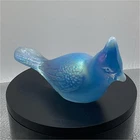 Vintage Fenton Blue Glass Bird Cardinal  Figurine  rainbow shimmer