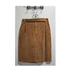 Vintage Liz Sport Brown Corduroy Straight Knee Length Skirt Button Pocket Sz 6