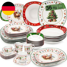 SÄNGER | Kombiservice Bilgola Weihnachtsgeschirr Weiß Mit Weihnachtsmotiven, 36-