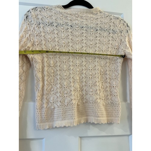 ANTHROPOLOGIE White Cream Medium Mable Knit fitted Cropped Sweater Womens - Picture 8 of 8