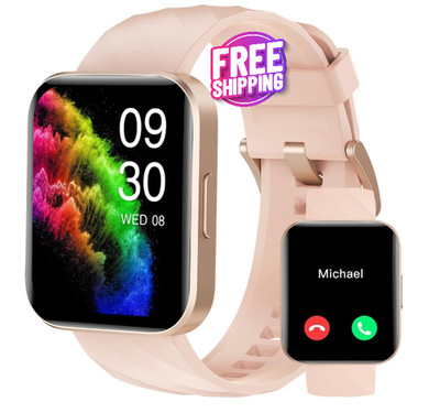 Reloj Inteligente Bluetooth De Mujer Para IOS Y Android,Rosa Pantalla HD 1,85''