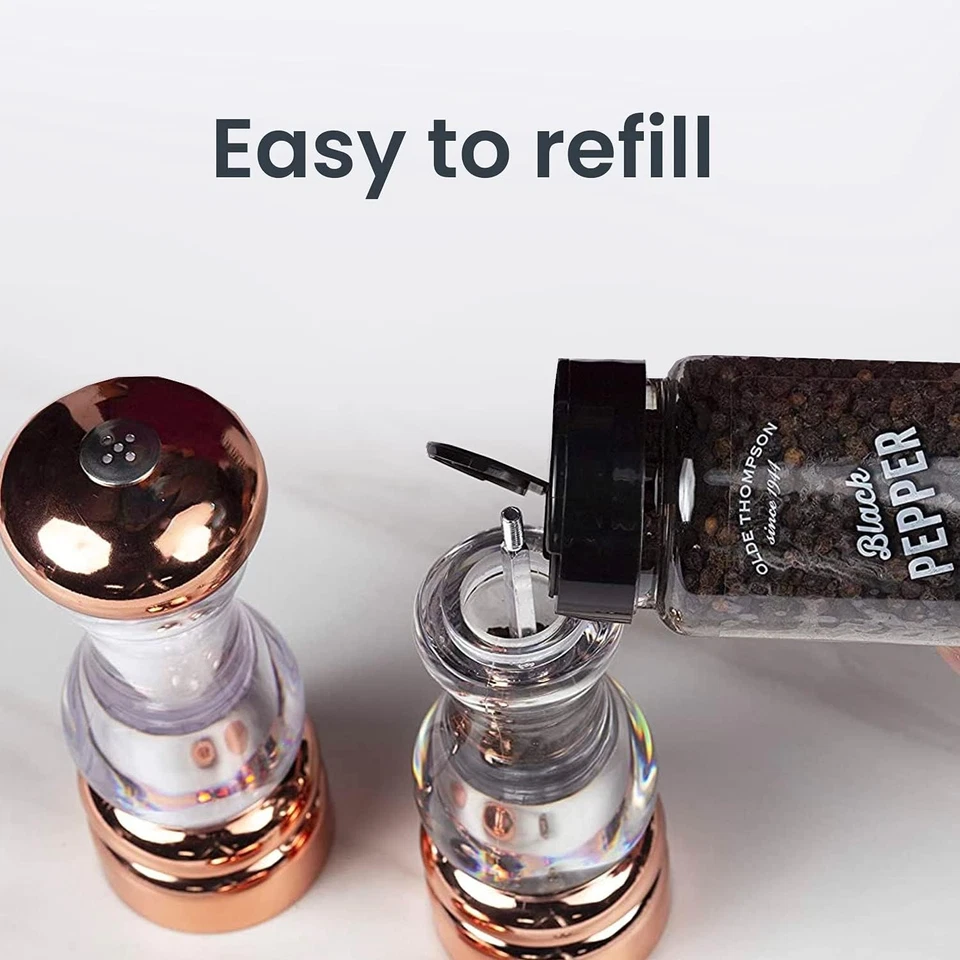 Conjunto de moinho de pimenta e saleiro Olde Thompson 7" banhado a cobre  - Imagem 3 de 4