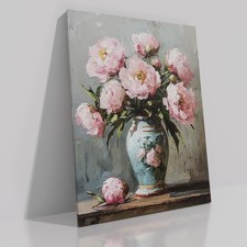 Wooden Framed Canvas Floral Wall Art Painting Print Vintage French Flower Wal...