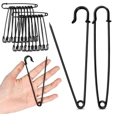 Extra Large Heavy Duty Giant Safety Pins - 5 Inch Black Big Jumbo Safety Pins...