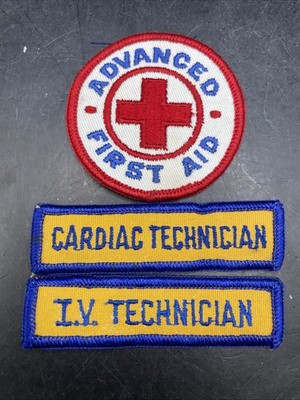 Medical Patches Lot Of 3 First Aid, Cardiac Technician, I.V. Technician Sew On