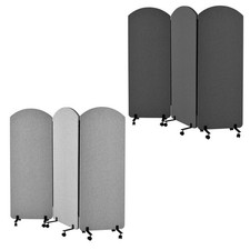 72"x 66" Room Divider 3-Panel Privacy Screen Soundproof Fabric Partition Office