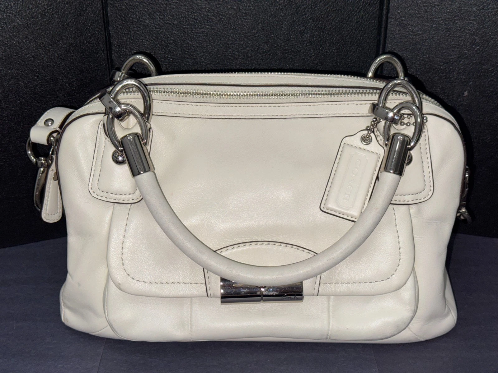BORSA COACH KRISTIN SIGNATURE TUTTA PELLE BIANCA F22304