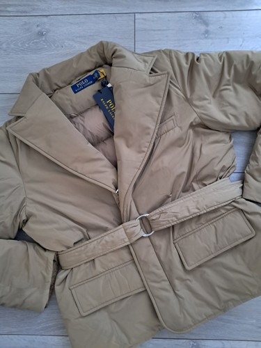 Polo Ralph Lauren Tan Brown Water-Repellant Belted Down Jacket Puffer Coat UK M - Picture 21 of 24
