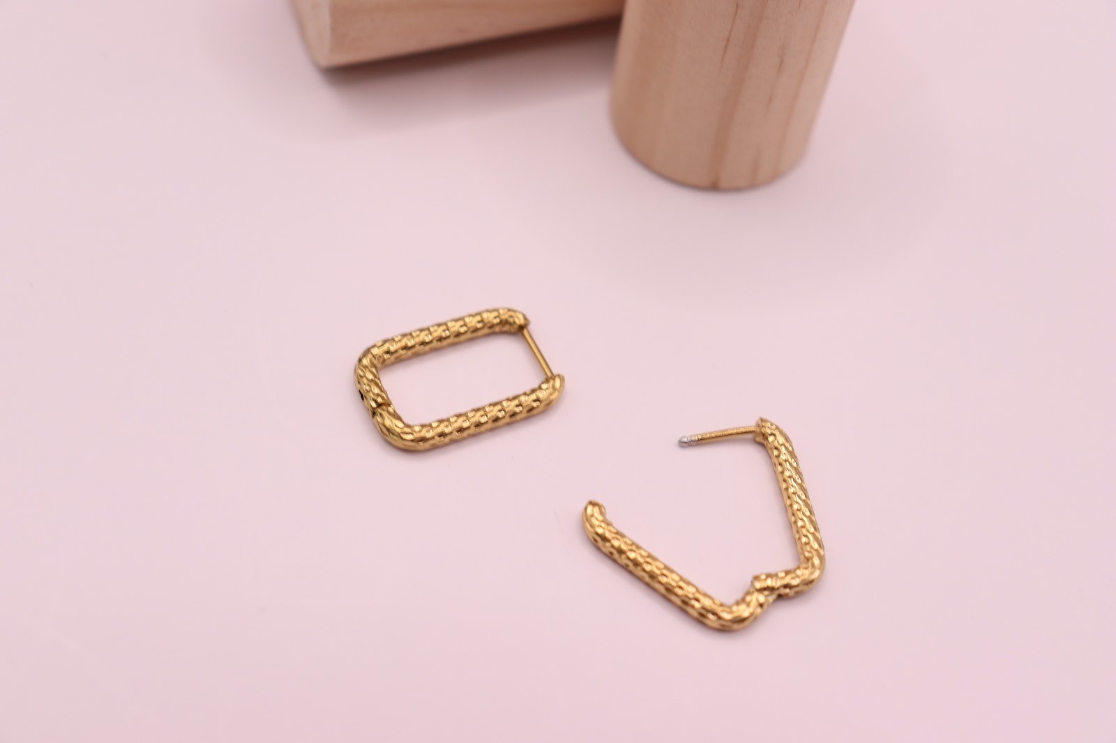 Gold Plated Rectangular Hoop Earrings For Women S… - image 1