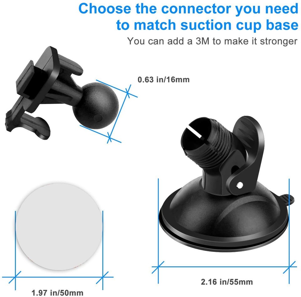 Dash Cam Suction Cup Mount Compatible with Crosstour, APEMAN, YI 2.7 ...