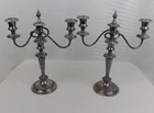 2pc Set Barker Ellis England Silver Plate 3 Arm Candelabra Ornate Candlesticks