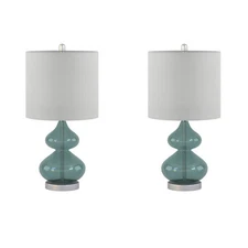PA Ellipse Curved Glass Table Lamp, Set of 2-Blue
