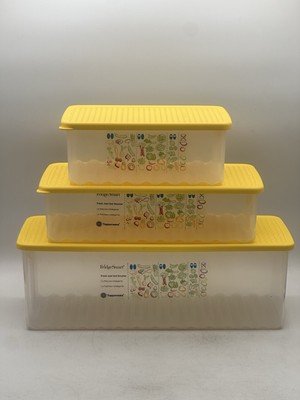 Tupperware FridgeSmart 3 Piece Vented Container Set With Lids Clear Yellow