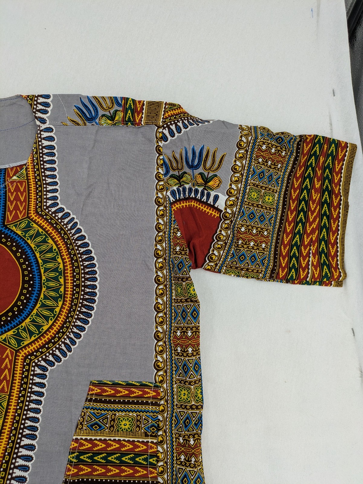 Dashiki African Shirt Unisex Tunika Top Kaftan grau bunt Hippie Boho Print image 4