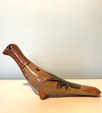 Vintage Tonala Long Neck Bird Figurine 5 x 8" Handmade Mexican Folk Art Pottery