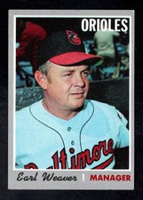 1970 Topps Baseball Card #148 Earl Weaver HOF Baltimore Orioles Mgr EX