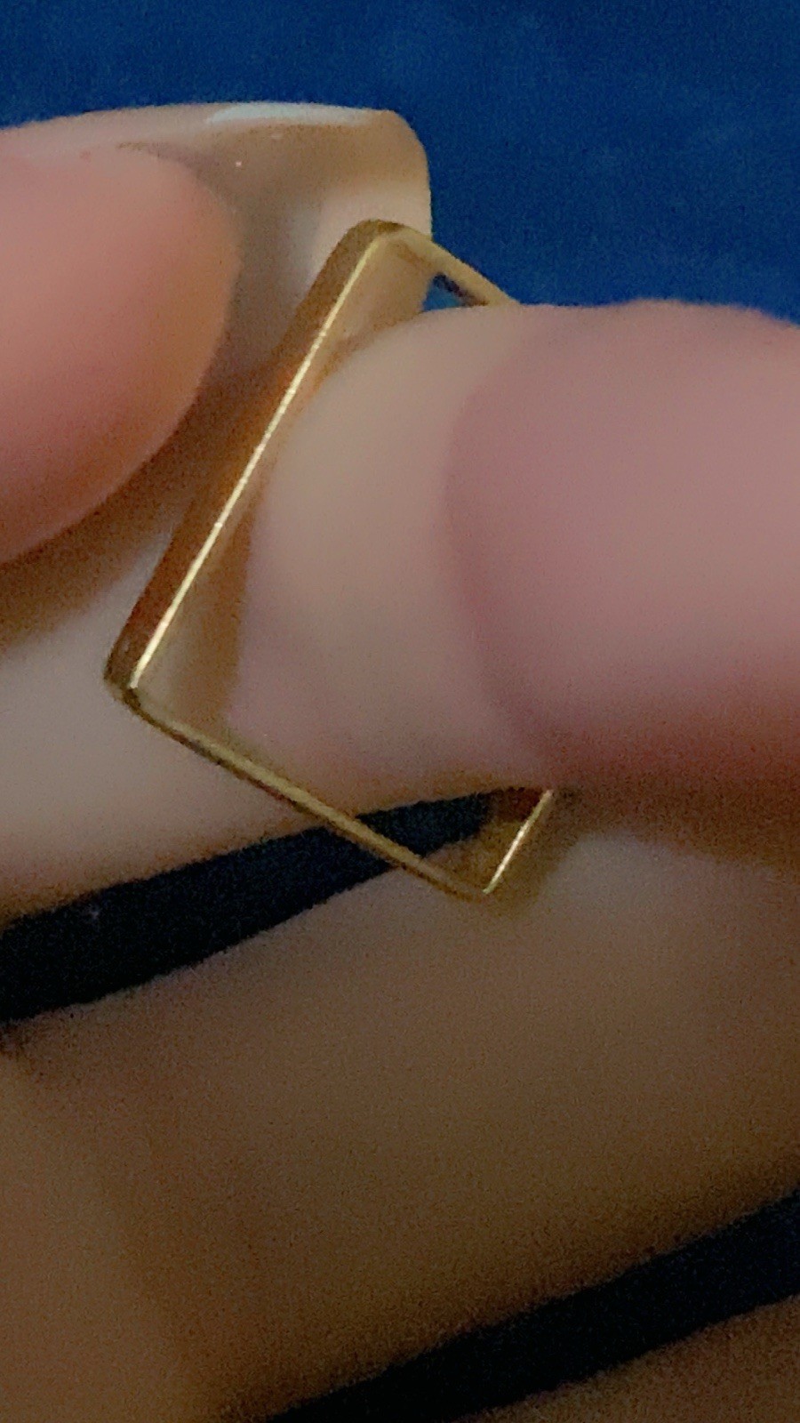 18k Solid Gold Custom Made Square Ring - image 3