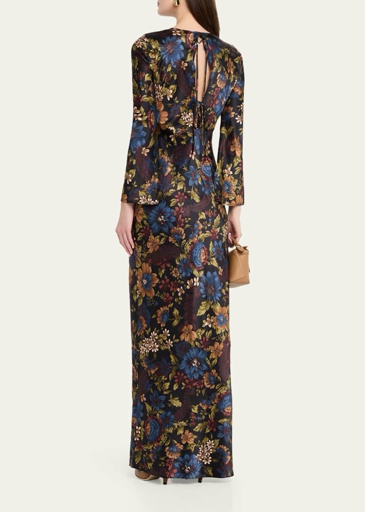 champagne maxi dress with sleeves Baltic Born Womens Karina Sequin Maxi Dress | Champagne