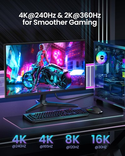15FT DisplayPort 2.1 Cable - 16K@60Hz & 8K@120Hz for Ultimate Gaming Experience - Picture 6 of 11